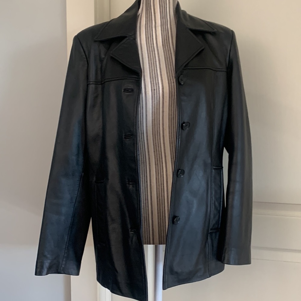REILLY olmes black leather coat - Picture 2 of 10